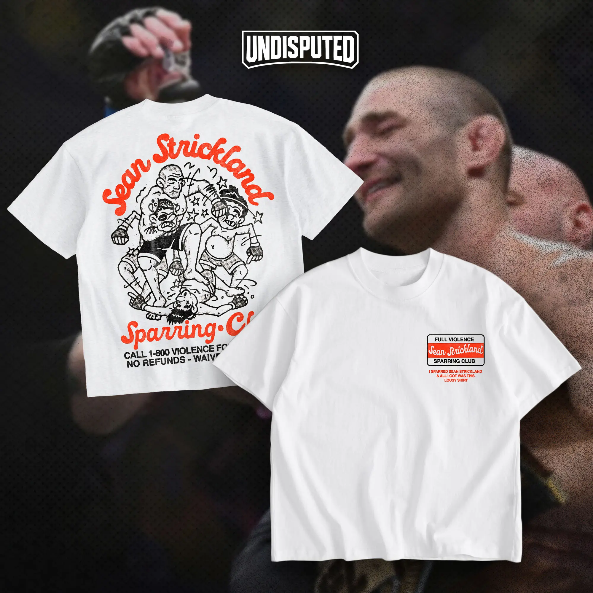 UNDISPUTED Sean Strickland Sparring Club Double Sides Heavy Cotton Unisex T-shirt UFC Shirt Fan Apparel Casual Street Style Direct-to-garment Printing