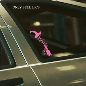 2PCS/SET  Witch Broom Themed Car Sticker for Car Windows/Body Decoration, Create Magical Girl-Styled Car, A Must for Style Enthusiasts, Help Your Car Show Unique Fantasy Taste