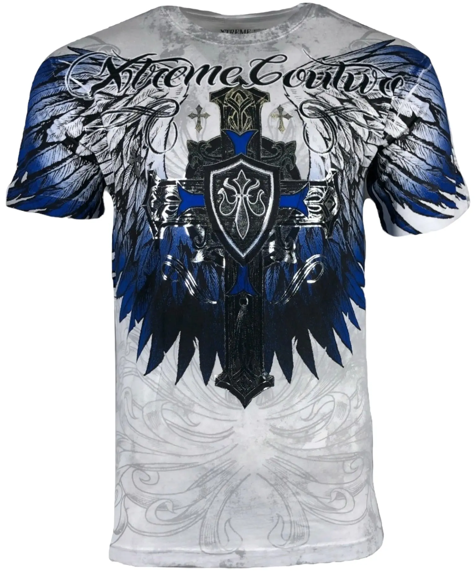 Xtreme Couture Menswear Men's Tempest Print Round Neck Short-Sleeve T-Shirt, 100% Cotton Casual Top, Made in USA