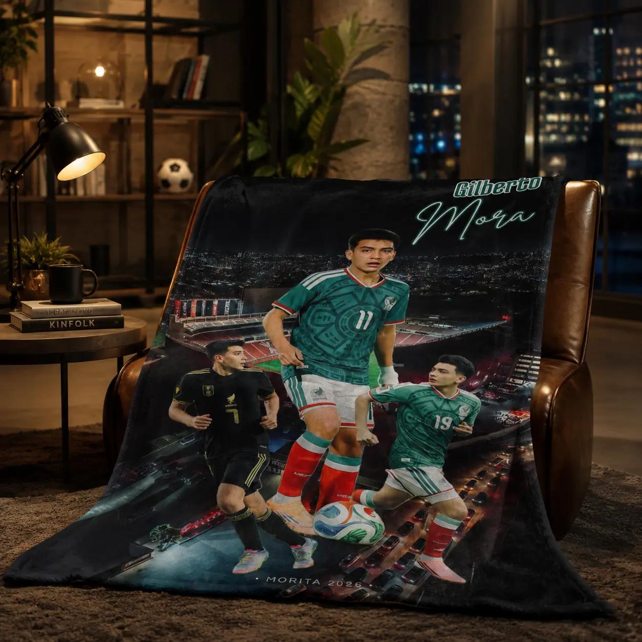 Gilberto Mora Mexico Soccer Star Flannel Blanket Football Fan Throw Blanket Ultra Soft Plush Cozy Sports Blanket for Bedroom Sofa Couch Game Room Decor Gift