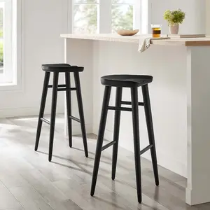 Modway Saville Backless Wood Bar Stools - Set of 2 in Black