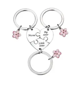 New Cross-Border Design: Stainless Steel Flower Keychain 3-Piece Set - A Gift for Couples and Families link chain autumn rapper