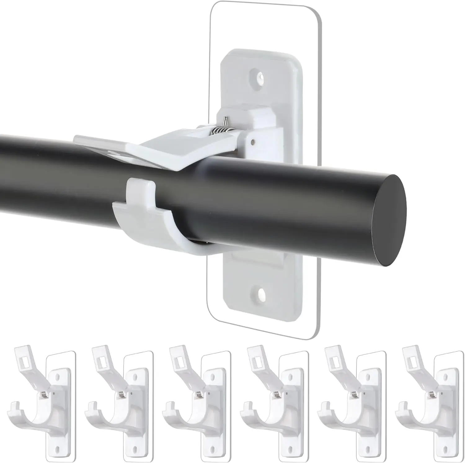 6-Pack Adhesive No Drill Needed Curtain Rod Holders Brackets, Self Adhesive Rod Holder Hooks, Renter Friendly Damage Free Curtain Rod Holder, Heavy Duty Curtain Rod Bracket for Apartment & Dorm,Curtain Rod Hooks-White,Sohochic