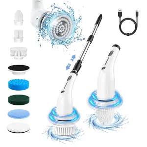 【BLOOM】Electric Spin Scrubber, Cordless Shower Scrubber,Electric Cleaning Brush with 4 Replaceable Brush Headsand, Full-Body IPX7 Waterproof, 3 Adjustable Extension Handle, 2-Speed for Bathroom, Kitchen, Toilet, Window, Pool, outdoorfun