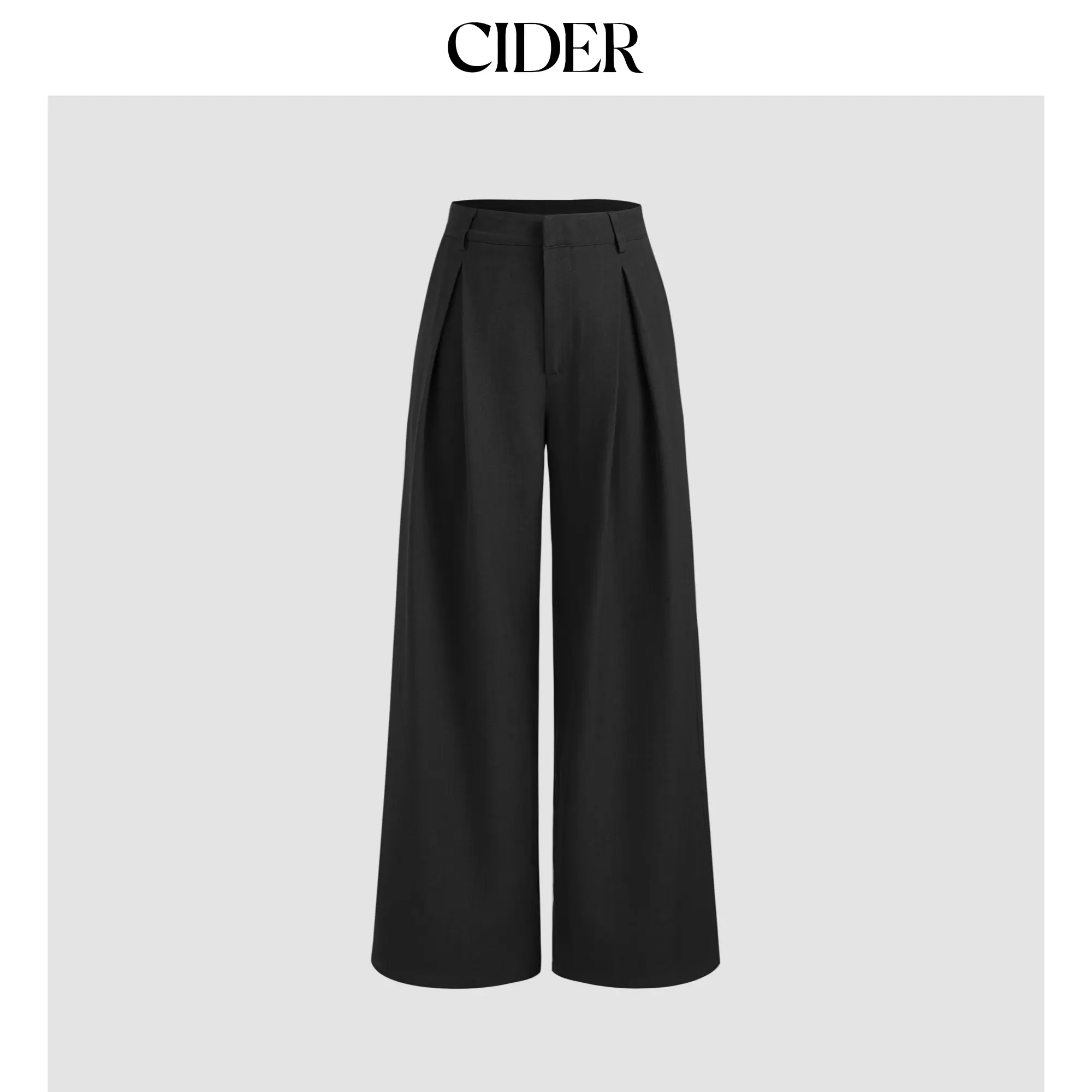 Cider Mid Rise Straight Leg Pleated Trousers, Bottom, Basic, Elastane, Polyester Blend