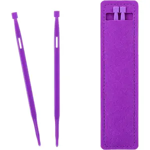 2 count Purple Thing Sewing Tool, Quilting Point Turner Tools for Sewing Craft Projects Use Sew on Tools Stiletto Accessories (2 Plastic Threaders + 1  Felt Bag)