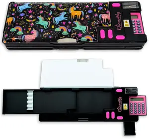 Pop Up Unicorn Multi Function Pencil Case with Compartments with Sharpener, Pen Slots and Mini Drawer - Pop Out Pencil Case with Sharpener and 2 Main Compartments - School