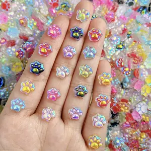 Mini Cute Electroplated Cat Paw Resin Art Charms Accessories, 100pcs, 8mmx9mm, for Phone Cases, DIY Crafts, Cups, Bottles, Glass, Clothing, DIY With Charms