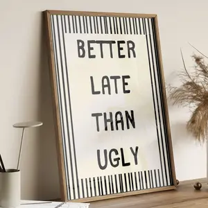 Better Late Than Ugly, Girly Wall Art, Makeup Print, Preppy Poster, Quote Teen Girl Wall Art, Indie Room Decor, No Frame Poster Prints, Wall Hanging Decor