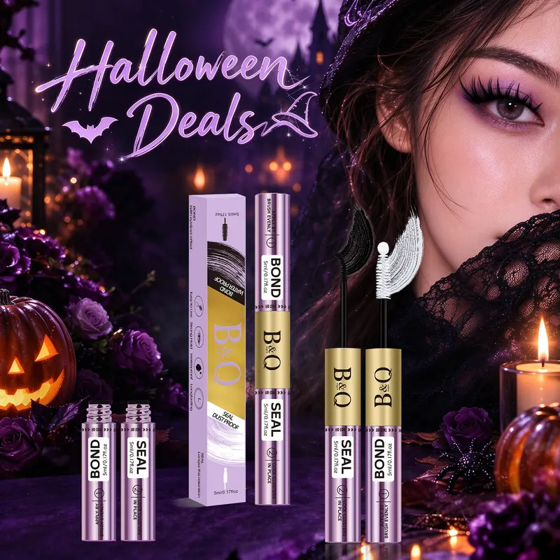 【Upgrated Bond & Seal 】B&Q ONE WEEK Lash Glue,NEW Latex-free Gentle Formula,Stronghold Long Lasting Wear for DIY Lashes, Makeup Cosmetic Black White Glue,Removable No Residue #familyfun #Halloween