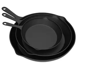 Home-Complete Set of 3 Pre-Seasoned Cast Iron Skillets 6" 7" 9" Versatile Cooking Set for Egg Turkey Sausage Cornbread Burgers Oven-Safe up to 400F - Cookware Pans