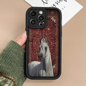 Classic Horse Pattern Mobile Phone Case, Full Body Protection Shockproof and Anti-fall, TPU Mobile Phone Case Color: Black for Men and Women Suitable for Apple Series iPhone 16/15/14/13/12/11/XS/XR/X/7/8/Plus /Pro/Max,Samsung series Galaxy A05/A15/A25/A35