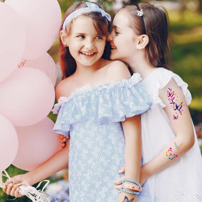 3D Butterflies and Flowers Temporary Stickers Tattoo, Colorful Body Art Tattoos for Women Kids, 126count