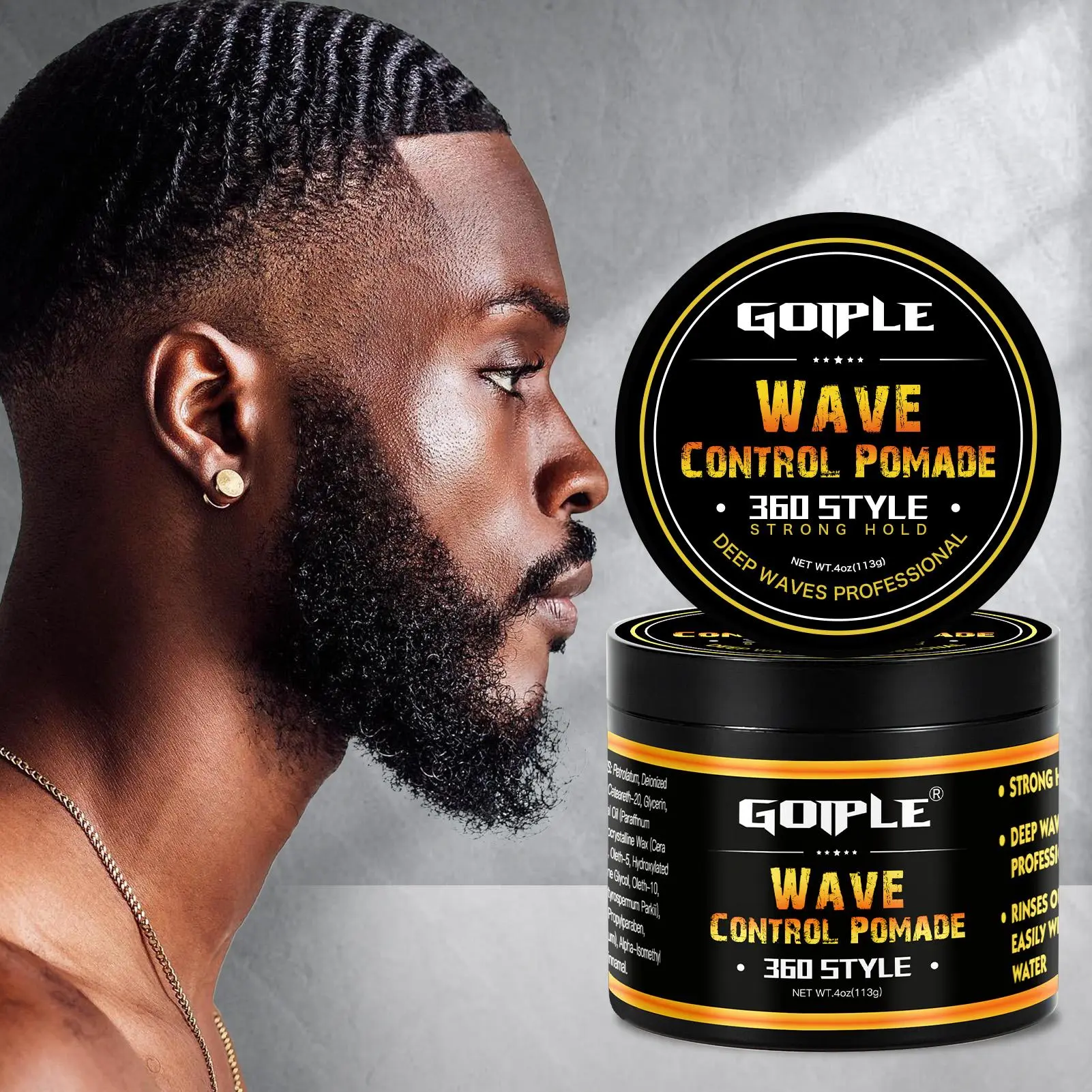 Water-Based Wave Pomade for Men - Strong Hold, Moisturizing 360 Wave Training Cream for Black Hair, Easy to Use and Wash 4oz Shea Moisture