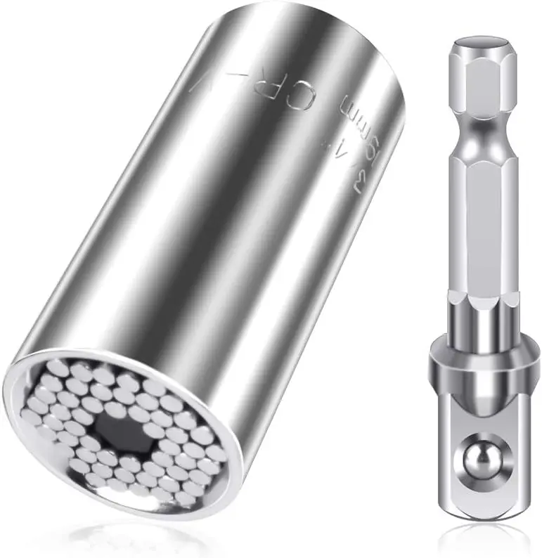 Super Universal Socket Tools Gifts for Men, Grip Socket Set Fits Standard 1/4'' - 3/4'', 7mm-19mm Universal Socket Wrench Tool Sets with Power Drill Adapter, Father's Day Gifts for Dad
