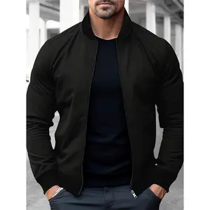 Men'S Spring And Autumn Stand Collar Fashion Versatile Zipper Jacket, Street Style Jacket, Work, School, Commuting, Fashion, Breathable Holiday Gifts, Suitable For Spring, Fall