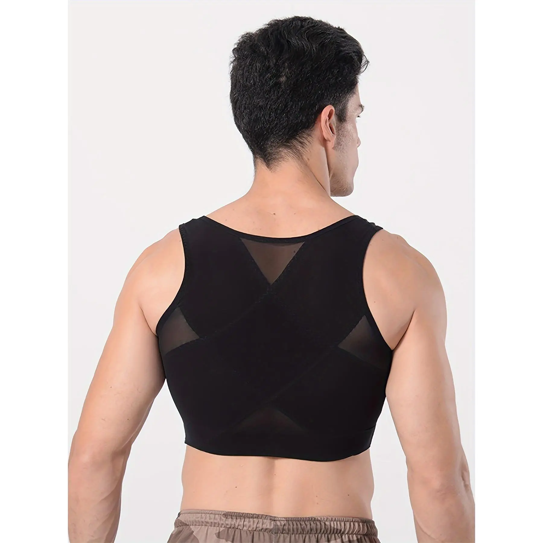 Mens Compression Tank Top Hook Vest Shaper Slimming Undershirt Chest Control Shapewear Girdle Shirt
