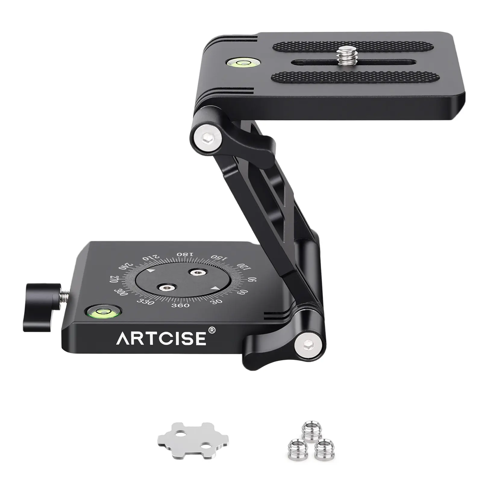 ARTCISE ZH10 Z Flex Tilt Tripod Head - Flexible Angle Pan & Tilt Head/Universal Multiway Camera Tripod Connecting to Monopod Slider Rail Stabilizer Gimbal|Compact Folding Z Bracket Mount Fits Most DSLR Camera