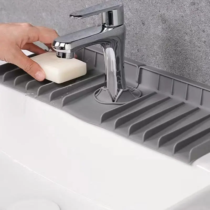 1 Piece Silicone Foldable Faucet Mat, Faucet Handle Drip Catcher Tray, Kitchen Sink Splash Guard