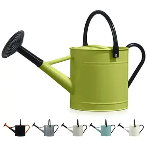 1 Gallon Metal Watering Can for Indoor & Outdoor Plants, Dual Handle Garden Watering Can with Removable Spout, Multi-Color Options (Black, Green, White, Blue, Galvanized)