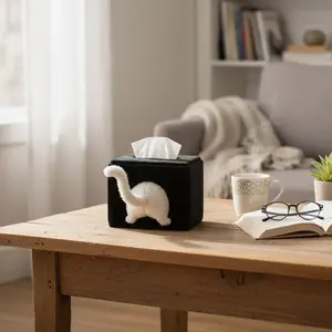 Plush Cat Tissue Box Cover