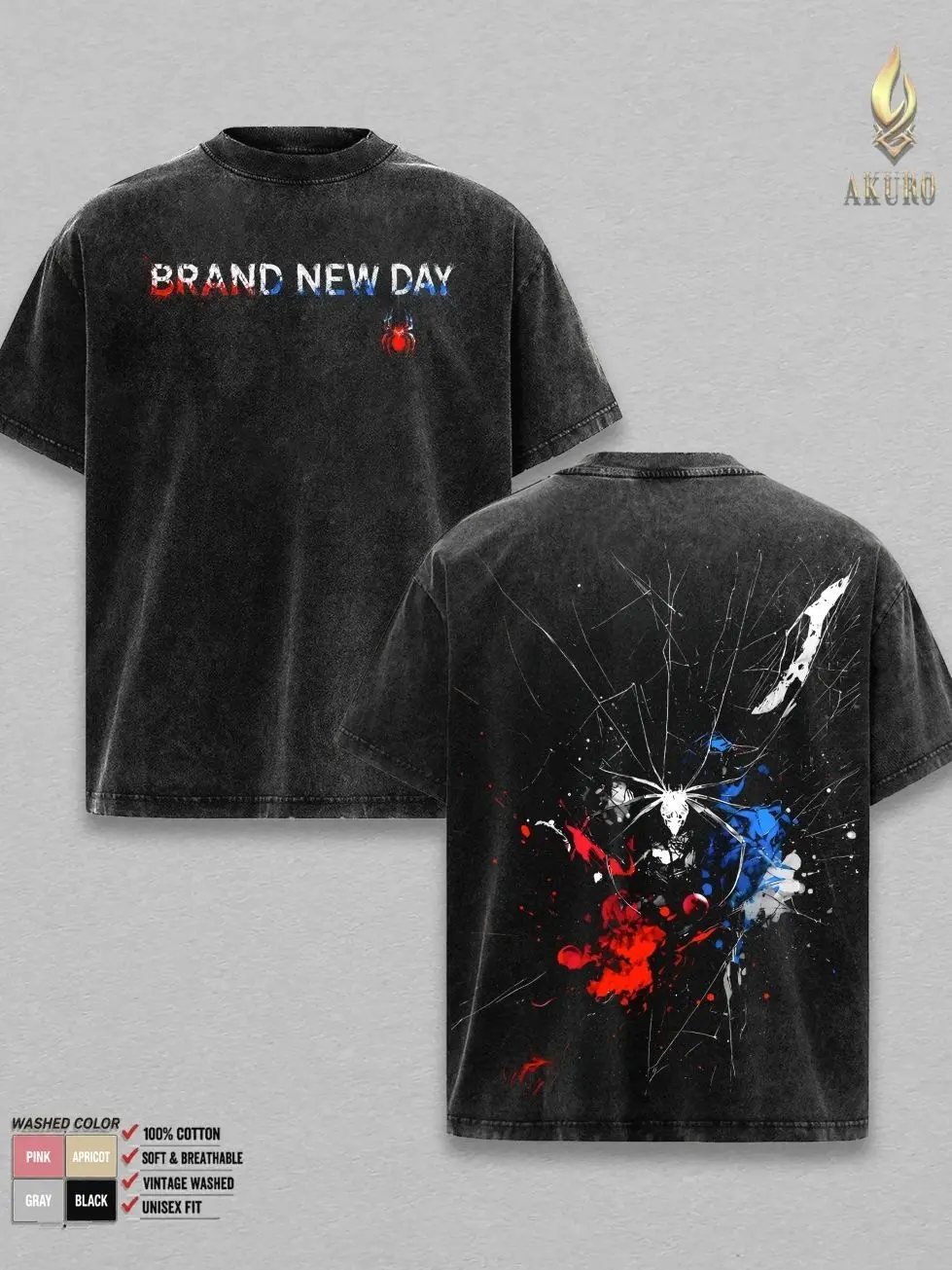 Spidey Ver 2 Vintage Inspired Oversized Black Graphic T-Shirt, Brand New Day Fan Tee, Peter Web Hero Shirt, Y2K Comic Streetwear Top, Black Cotton Unisex Tee, Gift for Movie Lovers 0H9