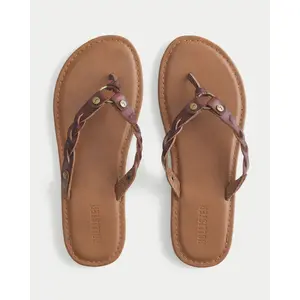 Hollister Braided Stud Faux Leather Flip Flops