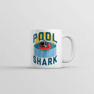 Pool Shark Mug Funny Shark Week Novelty Coffee Cup - 11oz Funny Coffee Mugs Ceramic Printed Drinkware Cup