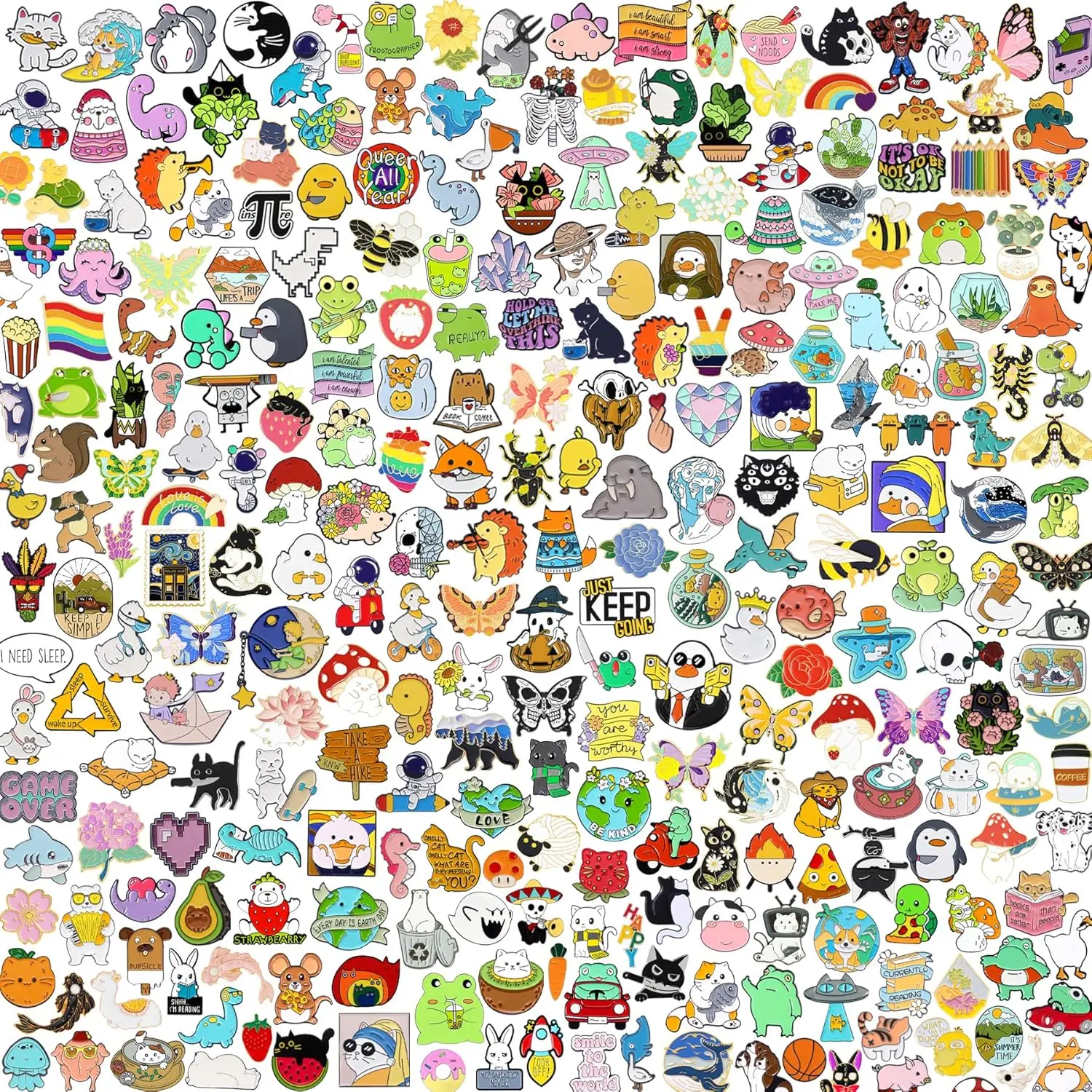 Bulk Alloy Metal Enamel Pins Set - 20/40/60 Count Different Styles Cute Mixed Pins, 40 Pcs Option, Funny Plant Anime Cartoon Food Animal Lapel Badges, Christmas/Birthday Gifts for Cloth Hat Jacket Decoration