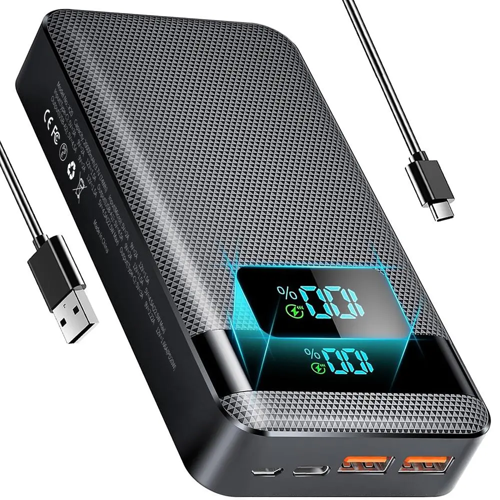 20000mAh Portable Large Capacity Power Bank, Emergency Battery Pack with PD 20W / PD 3.0 / QC 4.0 USB‑C Input & Output Fast Charging and LED Digital Display, Compatible with iPhone 15 Series, Galaxy, iPad & Other Devices, Travel Battery Pack Powerbank