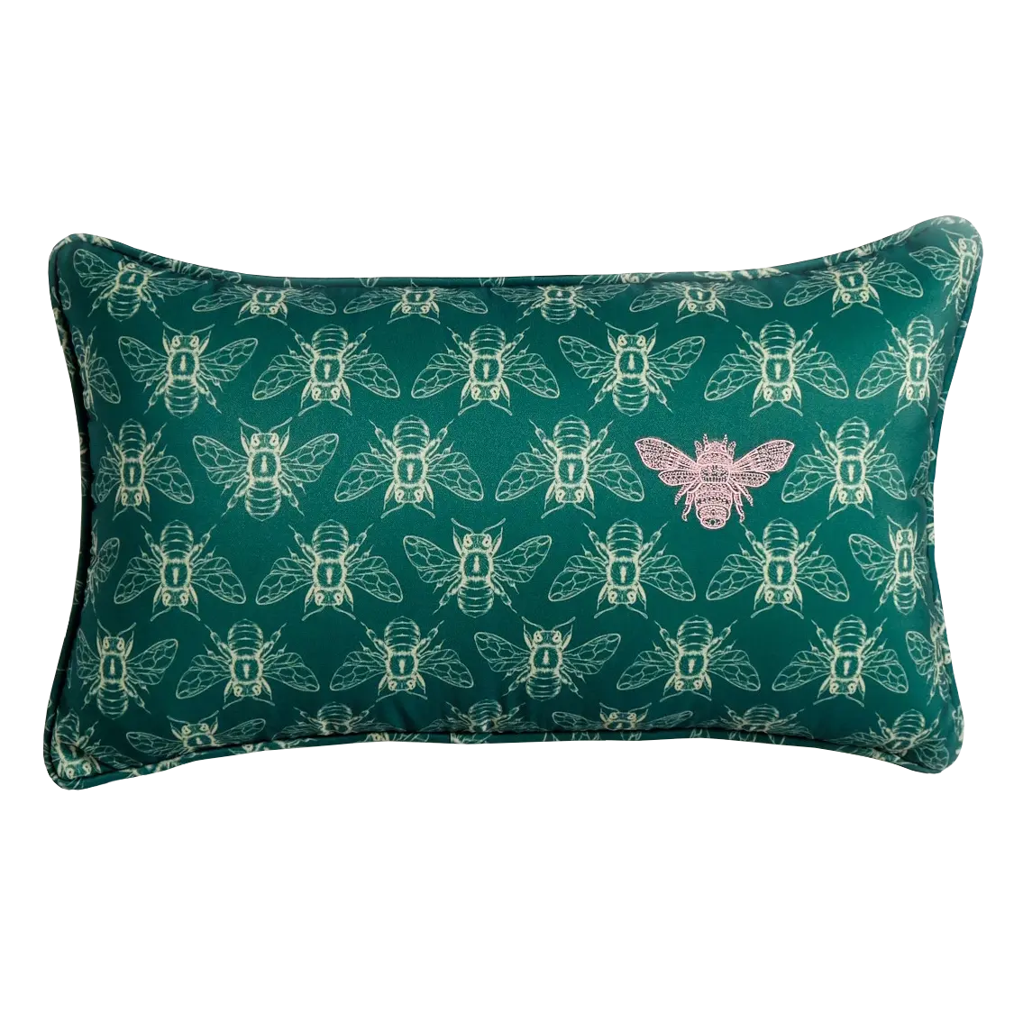 Bumble Bee Royalty Green Lumbar Pillow
