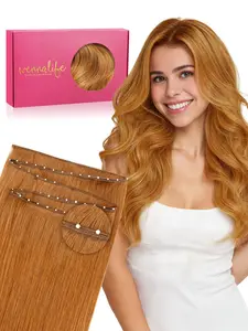 WENNALIFE Double Genius Butterfly Weft Hair Extensions Human Hair, Genius Weft Hair Extensions Jet Black Add Volume and Length Real Human Hair Reusable Invisible Sew in Extensions