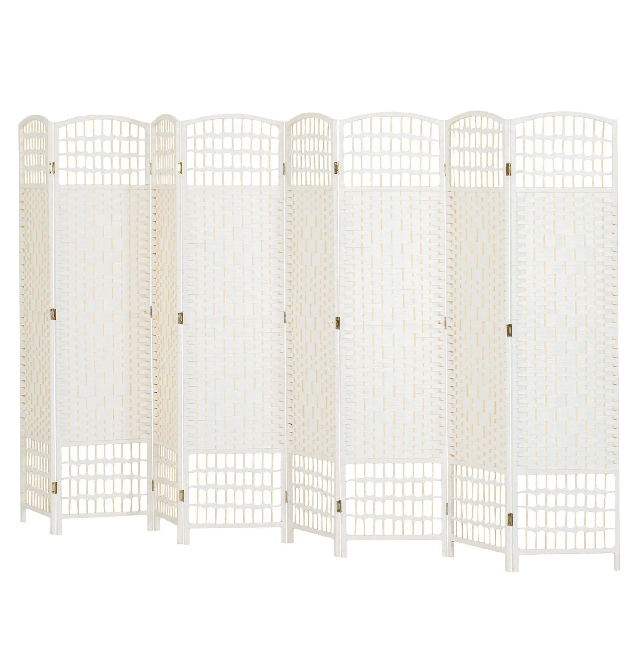 Folding Room Divider 8 Panel, Portable Privacy Screen Fiber Partition for Home Office - White Default Title