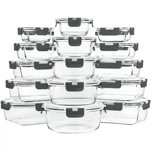 15 Pack Glass  Storage Containers with Lids Airtight, Glass Meal Prep Containers, Lunch Containers with Lids for Microwave, Oven, Freezer and Dishwasher Safe