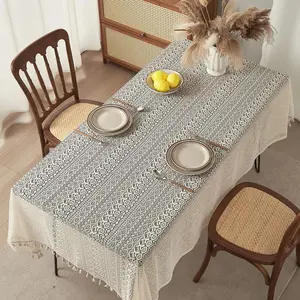 Geometric Pattern Lace Table Runner, 1 Count Boho Style Tablecloth, Table Decoration Supplies for Home Kitchen Dining Room