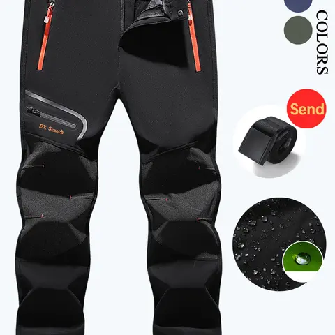 Men's Fall Softshell Pants with Hook-and-Bar Closure - Water-Resistant, Windproof, Abrasion-Resistant Work Pants for Hiking, Outdoor Activities