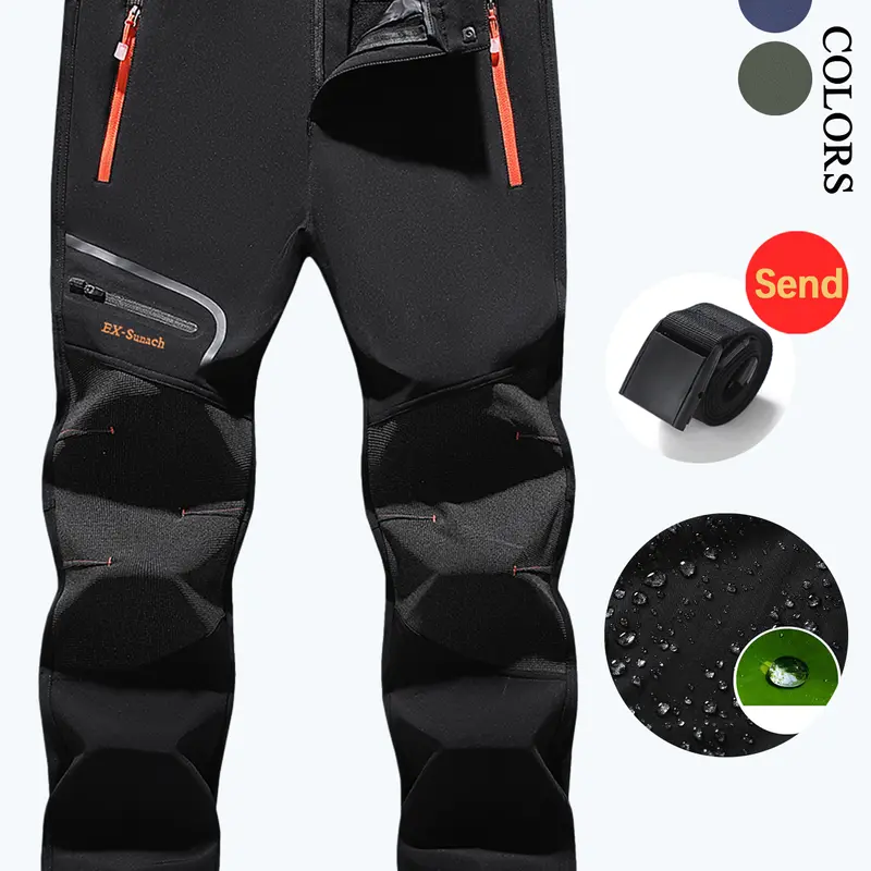 Men's Fall Softshell Pants with Hook-and-Bar Closure - Water-Resistant, Windproof, Abrasion-Resistant Work Pants for Hiking, Outdoor Activities