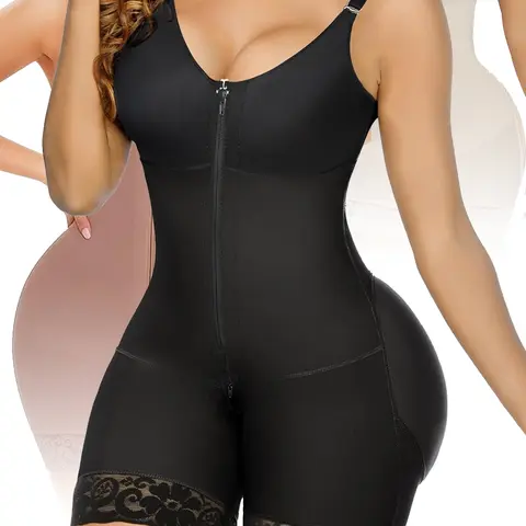 Fajas Para Mujer Faja Waist Trainer Full Body Shapewear for Women Faja Body Shaper Comfortable Fit Butt Lifter Shaper with Zipper Tummy Control Bodysuits Crotch Detachable Shoulder Strap Ultra Stretch Fabric Customizable Fit Zip-Up Comfort Breathable