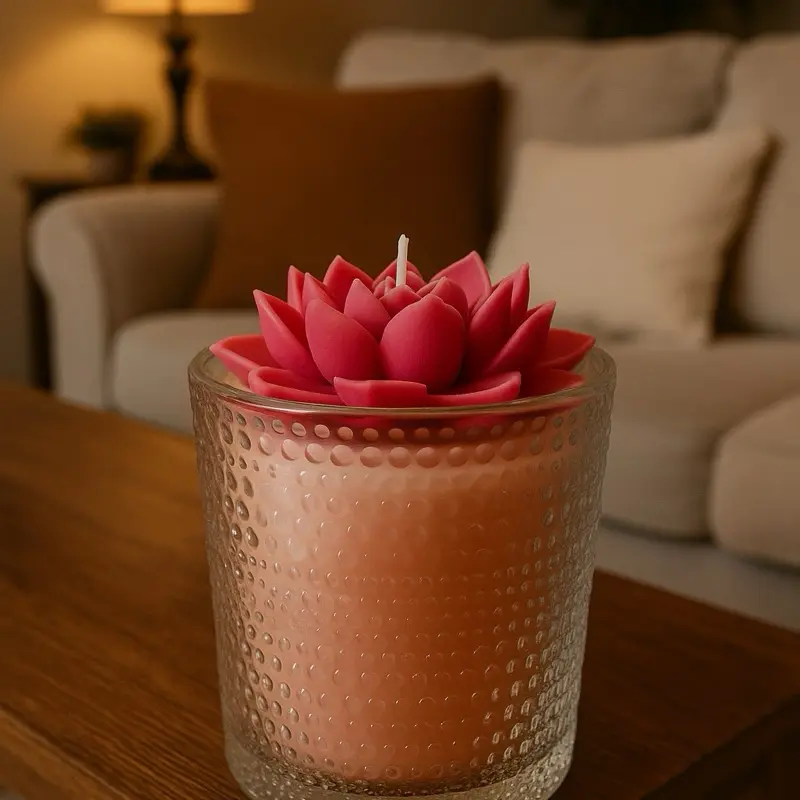 Handmade Scented Decorative Candle with Lotus flower