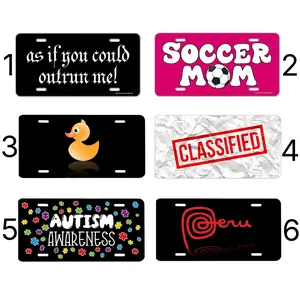 Custom Vanity License Plate • As If You Could Outrun Me Soccer Mom Rubber Duck Classified Autism Awareness Peru Bumper Car Tag