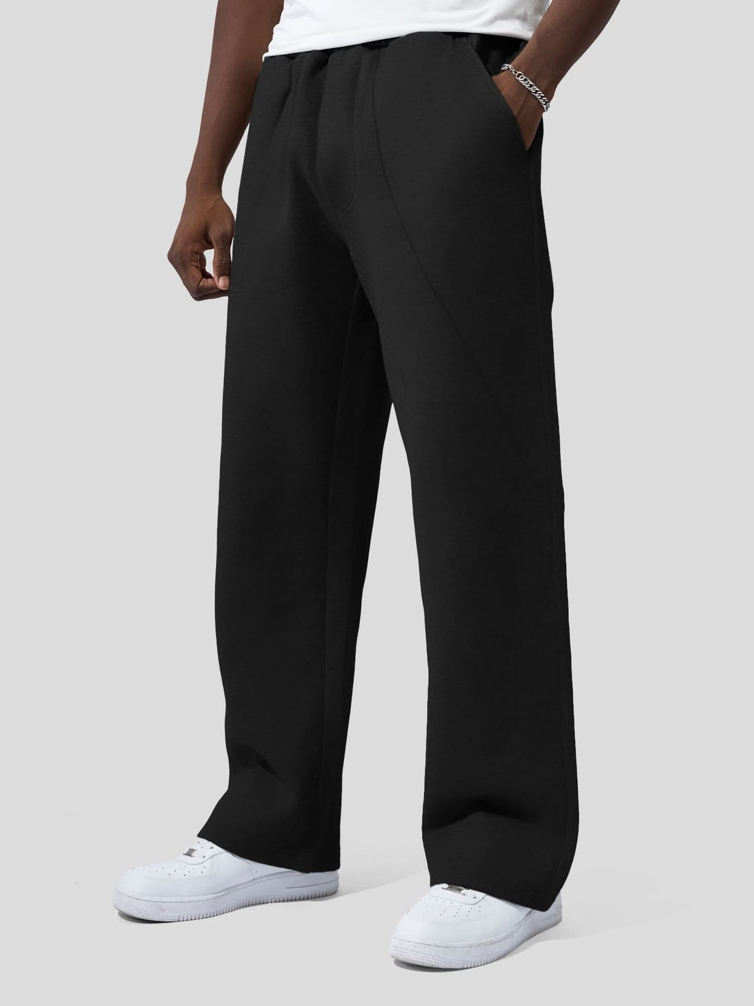 Fioboc Men‘s CozySpacer Fall Drawstring Wide Leg Pants Curved Design