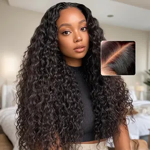 OhMyPretty Glueless Water Wave Wear Go 7X5 HD Lace Wig With Pre-plucked Edges Super Pre-bleached Knots Secure 3D Dome Cap