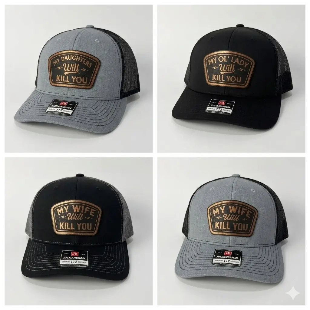 My wife will k*ll you Leather Patch Hat MY OL'LADY hat Hat For men
