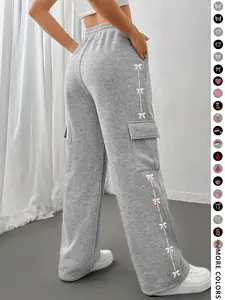Women's Loose Long Pants Thick Casual Fashion Streetwear Dance Schoolgirl Youth Holiday Natural Fit Versatile Quality Personality Outdoor City Style Bowknot Print Bottom