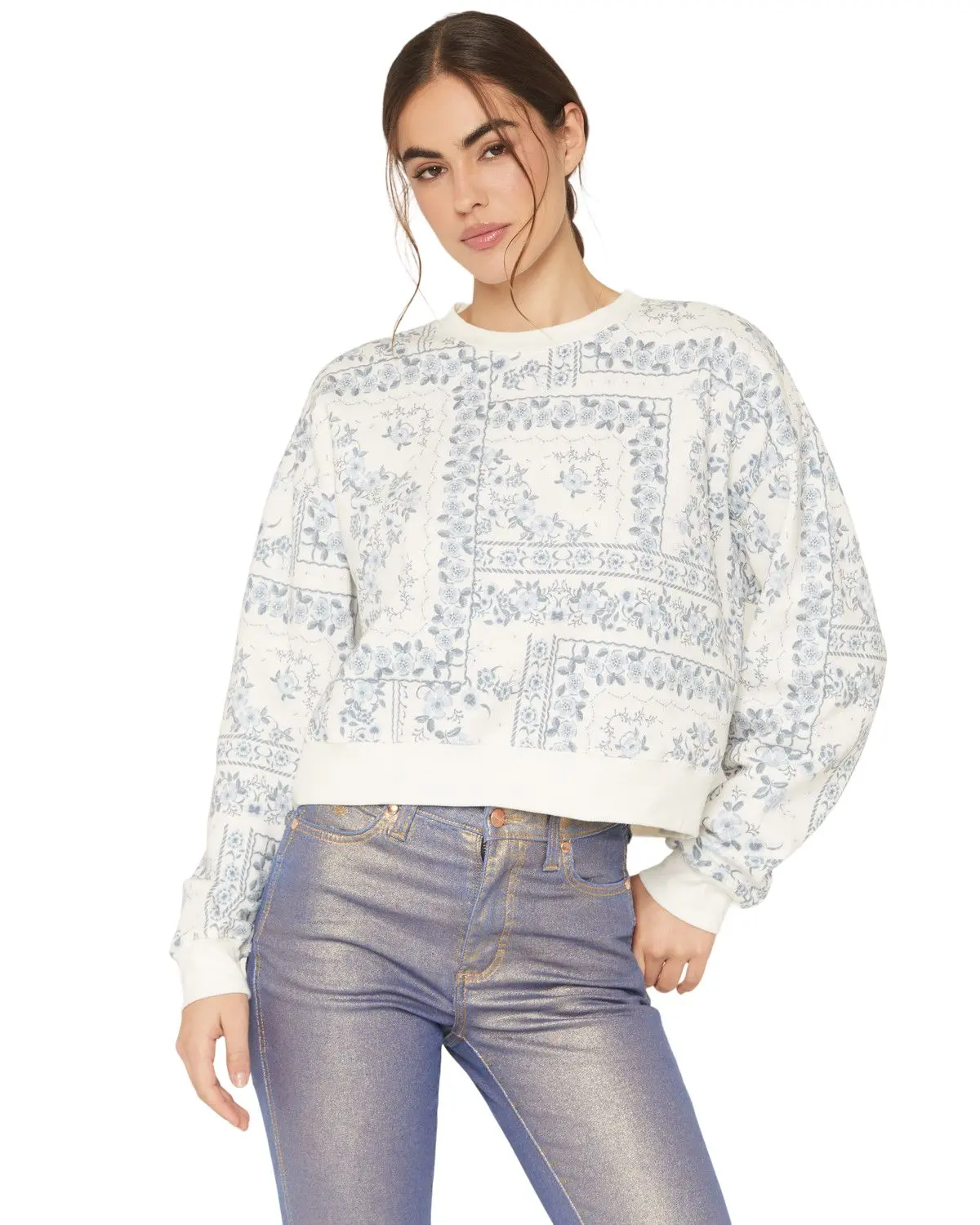 Originality Women's Women'S Bandana Cropped Fleece Sweatshirt - A3222m893jd