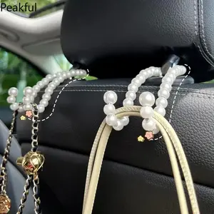Faux Pearl Car Seat Back Hook, Trendy Multifunctional Auto Hanger, Elegant Interior Decor Accessory, exquisite pearl design & strong load bearing, handy for hanging handbags and tidying car inner space