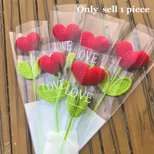 1/5countsHandmade Crochet Love Bouquet with Roots, Eternal Love Flower Woven for Mother, Mother's Day Gift, Home Decoration