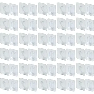 30 Pack Double Sided Adhesive Wall Hooks Self-Adhesive  Free No  Multi-Purpose Hooks Clear Picture  Sticky Wall Hooks for Bathroom Kitchen Office