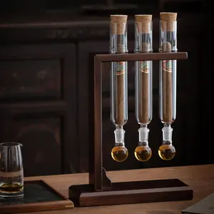 Cigoak Wooden Stand With Glass Test Tubes For Decorative Storage