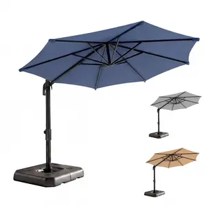 10 FT Cantilever Patio Umbrella, Heavy Duty Aluminum Offset Round Umbrella with 360° Rotation & PA Coated UV Protective Fabric for Backyard Pool Lawn Deck